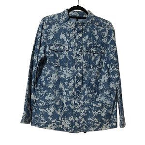 Chadwick’s of Boston women's size M 100% cotton long sleeve denim floral jacket